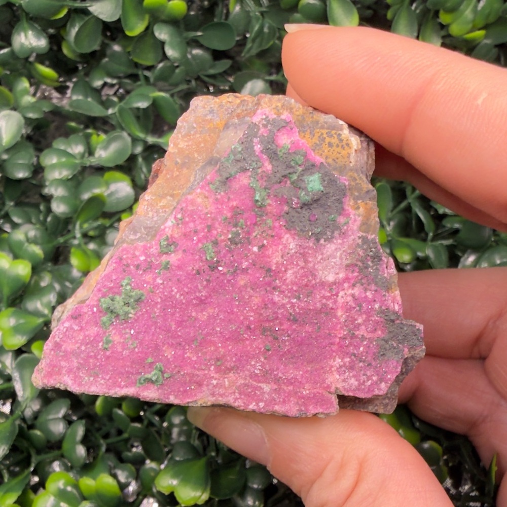 Sparkly, Natural Cobaltoan Calcite with Malachite